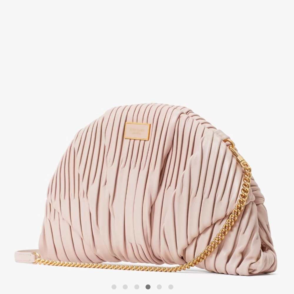 Kate Spade Patisserie Pleated 3d Croissant Clutch, French Rose - Picture 4 of 5